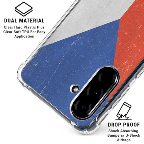 Czech Republic Flag Distressed Galaxy A36 5G Clear Case